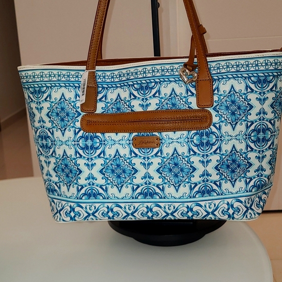 Brighton Handbags - Brighton Terra Blues Bella Capri Tote With Dustbag Leather